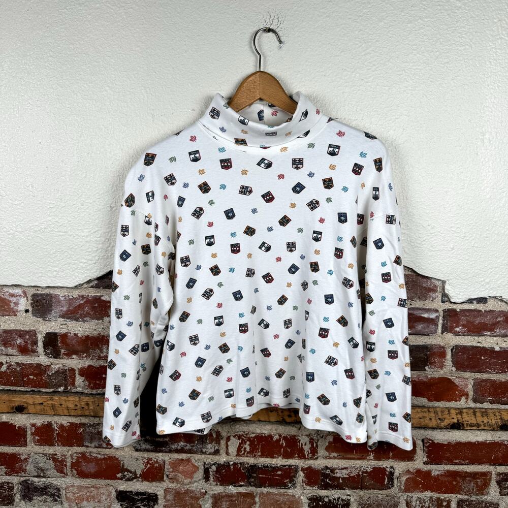Vintage Woolrich Shirt Size Medium White Patterned Cotton Turtleneck Classic